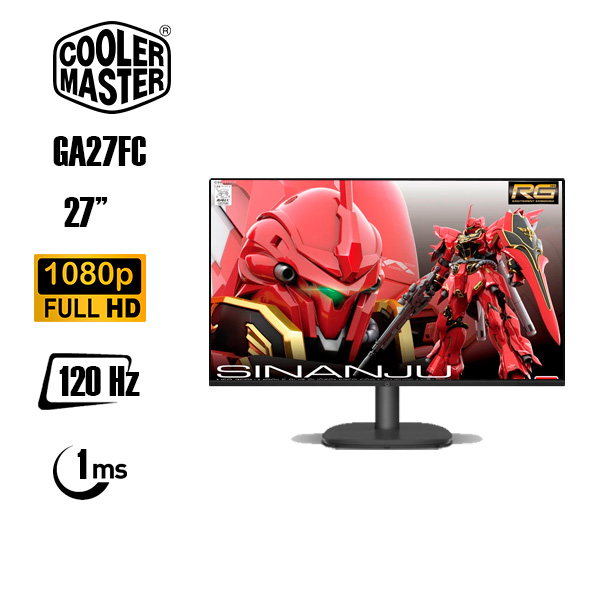 Monitor Gamer Cooler Master GA27FC 27 pulgadas con soporte ajustable, pantalla IPS Full HD 120Hz para gaming